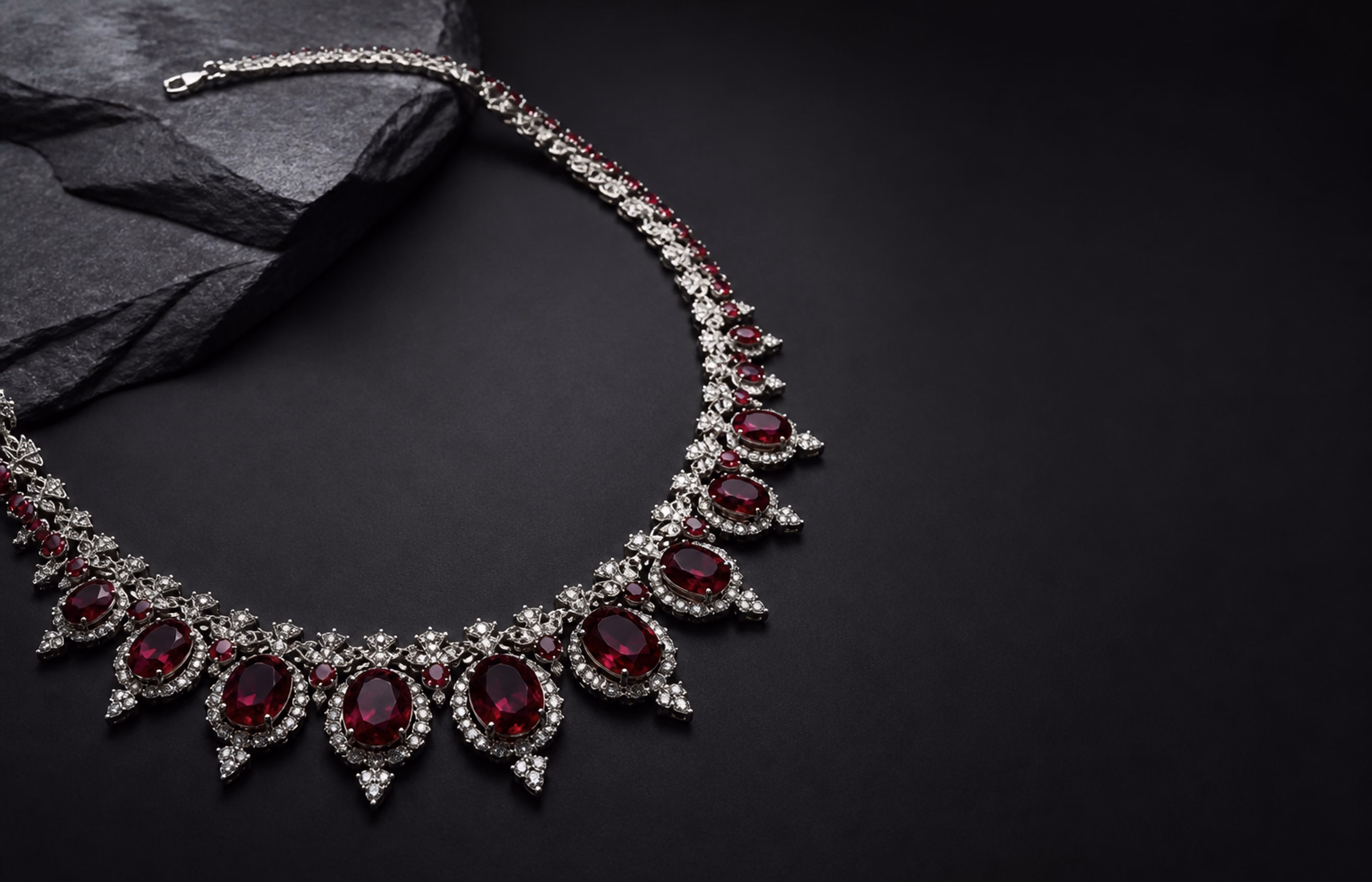 Ruby necklace composed as a private presentation study.